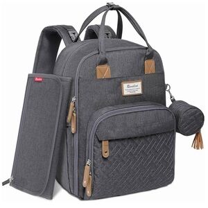 Ruvalino Diaper Bag Backpack with Changing Pad and Pacifier Case Dark Gray